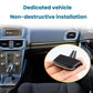 Black vent paddle slip cover held in hand, shown near dashboard center vent