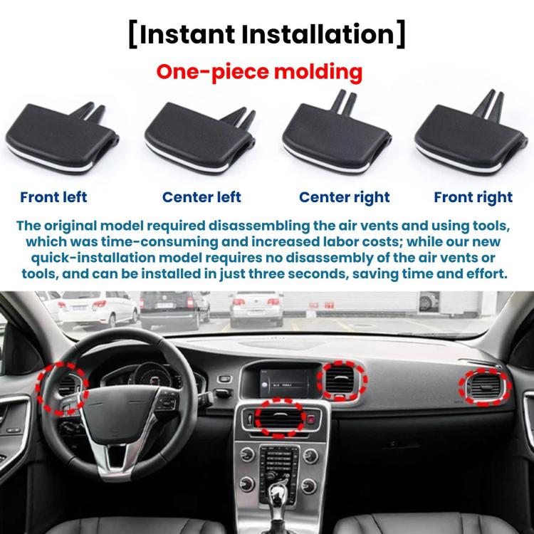 Four black air vent paddle inserts with two prongs each