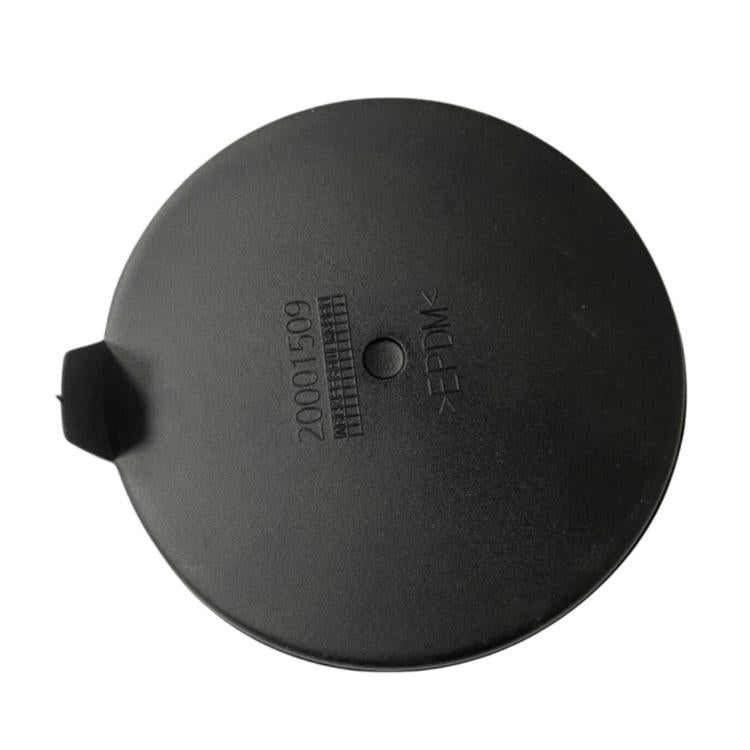 Black rubber headlight cover with side mounting tab and central seal hole