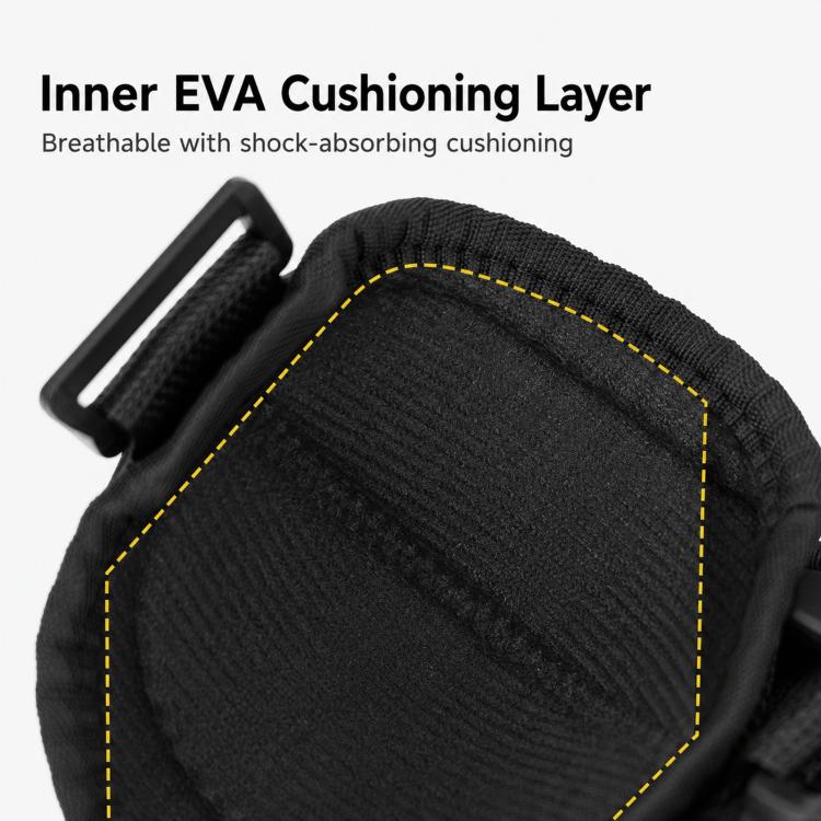 Black kids motorcycle armor showing inner EVA cushioning layer on a strap section
