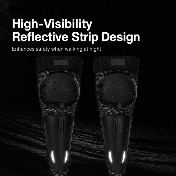 Black kids knee pads with high-visibility reflective strip design