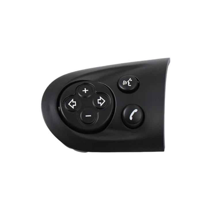 Black steering wheel button panel with arrow, plus/minus, voice and call controls