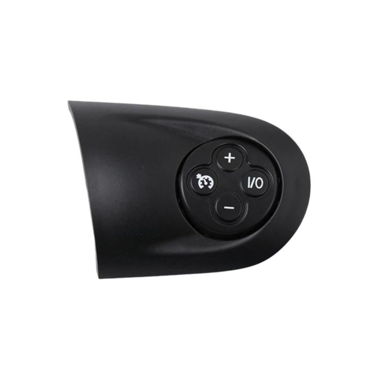 Black steering wheel control panel with I/O label and plus/minus buttons