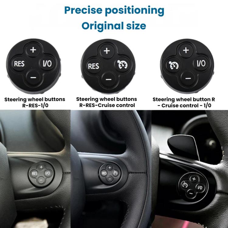 Set of black steering wheel switch buttons with RES and I/0 controls