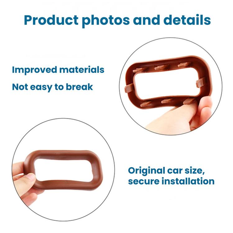 Dashboard side air vent rubber ring, rust brown rectangular bezel held in hand
