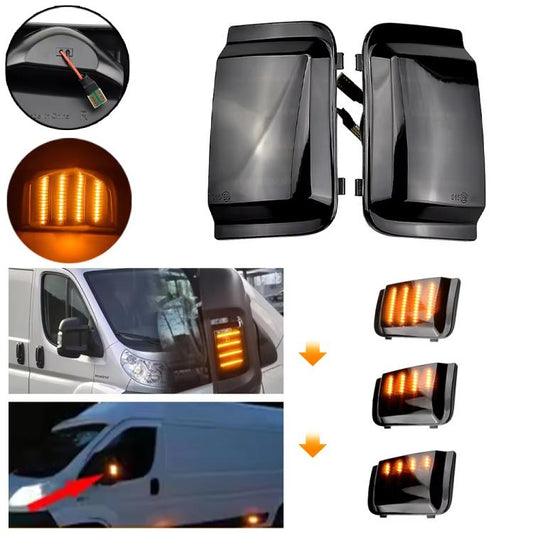 1 Pair Dynamic LED Side Mirror Turn Signal Light Assembly For Fiat Ducato / Peugeot Boxer / Ram ProMaster / Citroen Jumper Relay 2006-2019
