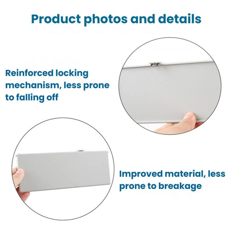 Light gray sun visor vanity mirror cover, reinforced locking edge detail