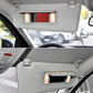 Installed sun visor vanity mirror cover with mirrored opening on gray visor