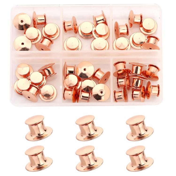 40 PCS/Box Locking Pin Backs Metal Pin Keepers Replacement with Storage Box for Enamel Pins Lapel Pins Badges