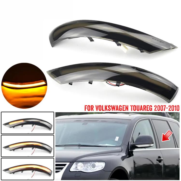Dynamic LED side mirror turn signal light assembly, pair, dark housing with amber glow