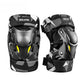 Motorcycle elbow and knee pads set, black camo with SULAITE labels and yellow highlight vents