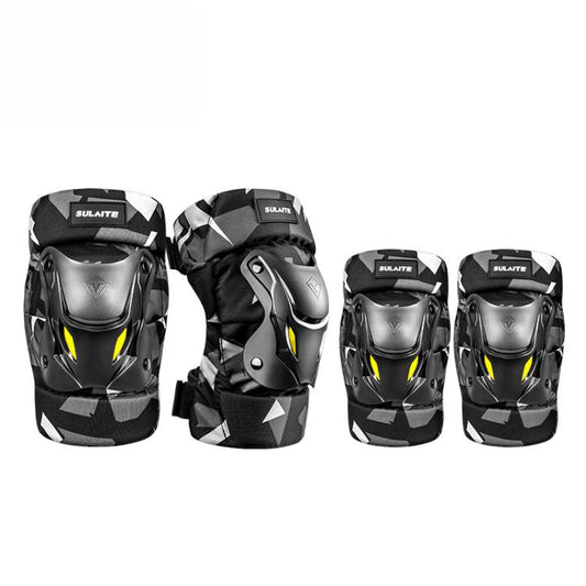 Motorcycle Riding Protective Gear with Quick Release Buckle, SULAITE Knee Pads 2-Piece Set, SULAITE Elbow Pads 2-Piece Set, SULAITE Knee & Elbow 4-Piece Set