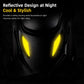 Motorcycle protective pad shell in black with two bright yellow light accents
