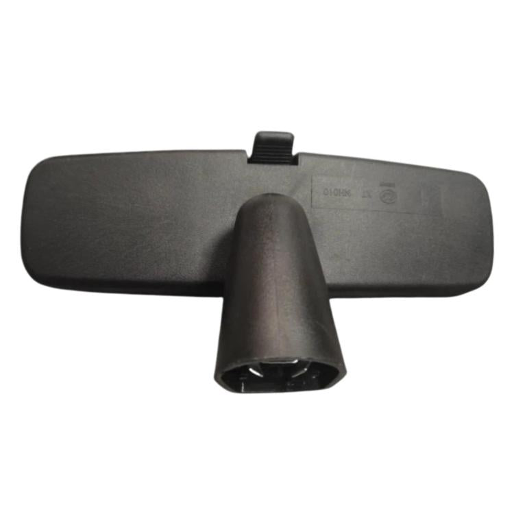 Black interior rearview mirror with rounded housing and central mounting base