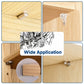 Metal shelf support pins installed in wooden shelf holes with clear plastic peg
