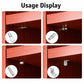 Silver shelf support peg hardware shown in cabinet shelf opening, usage display