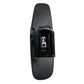 Black interior rearview mirror back view with mounting housing and metal latch