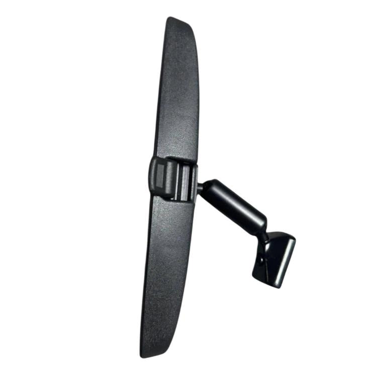 Black interior rearview mirror with support arm and clip-style mounting