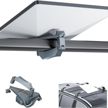 Adjustable roof rack clamp mount bracket with wing-style latch and vertical post