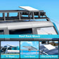 Roof rack mounted clamp bracket holding a device on an RV roof bar
