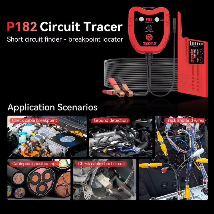 Red P182 circuit tracer receiver and handheld unit with probe cables