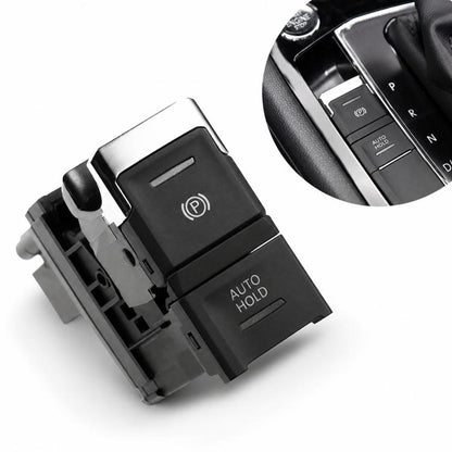 Electronic parking brake switch module with P icon and AUTO HOLD label, black housing