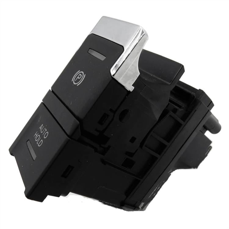 Electronic parking brake switch with black housing and AUTO HOLD button, metal tab