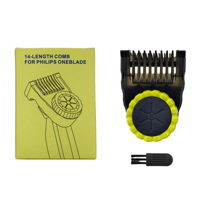 Adjustable guide comb for Philips OneBlade, black with lime green adjustment wheel