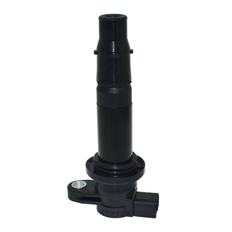 Black motorcycle ignition coil with connector and mounting bracket