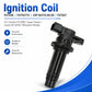 Black ignition coil with electrical connector and side mounting tab