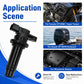 Black ignition coil positioned for a motorcycle engine bay application
