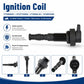 Motorcycle ignition coil with black plastic housing and spark plug wire connector