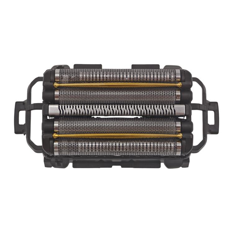 Replacement outer foil screen for electric shaver, top view with three foil elements