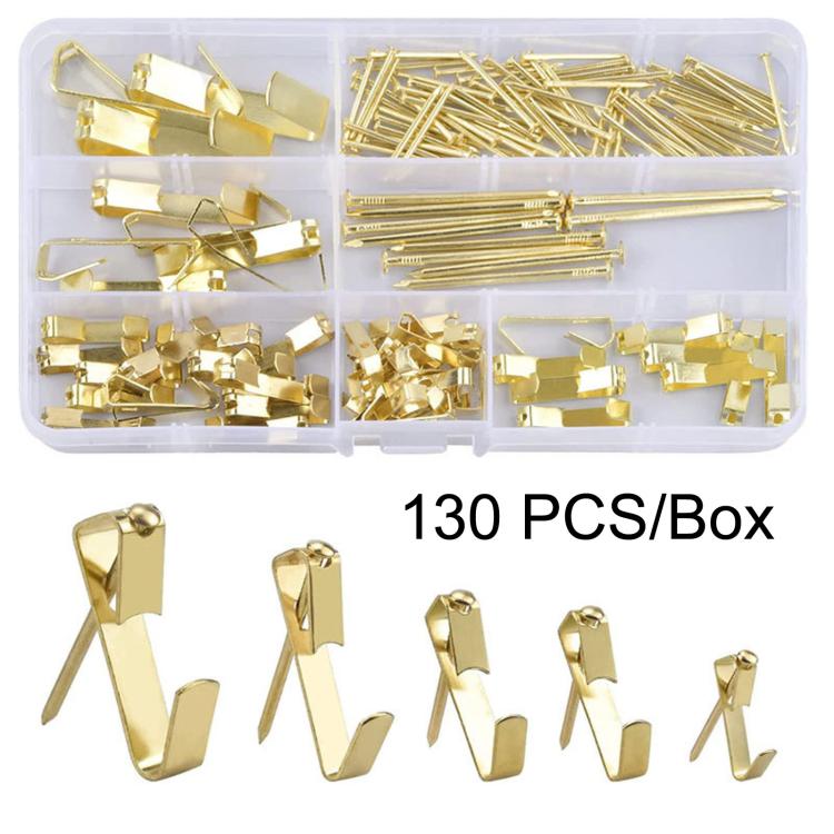 130 PCS/Set Picture Hanging Kit Heavy Duty Photo Frame Hooks With Nails Set, 130 PCS/Set