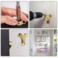 Picture hanging hardware kit hook and screw installation with gold wall hanger pieces
