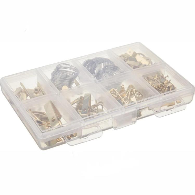 220 PCS/Box Picture Hanging Kit Wall Frame Hangers Hooks Assortment with Nails Wire D-Ring, 220 PCS/Box
