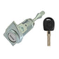 Car door lock cylinder with metal faceplate and separate black key
