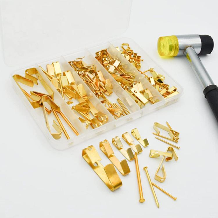 136 PCS/Box Heavy Duty Picture Hangers Kit Wall Frame Hanging Hooks with Nails