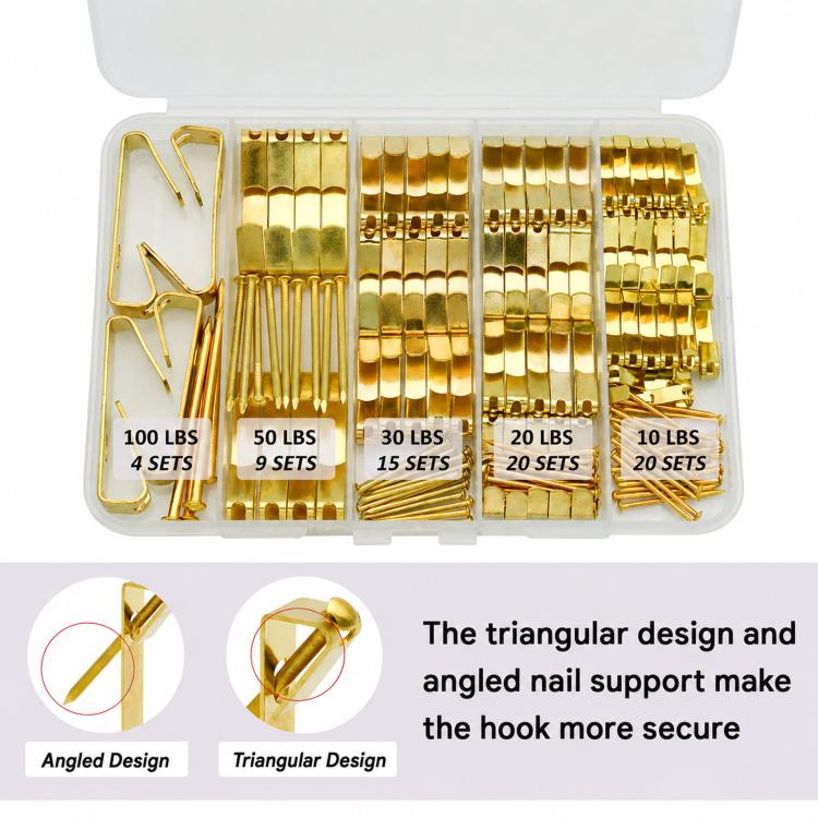 136 PCS/Box Heavy Duty Picture Hangers Kit Wall Frame Hanging Hooks with Nails