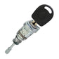 Door lock cylinder with key, side view with black key for door locking