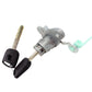 Left door lock cylinder with key inserted, two keys included