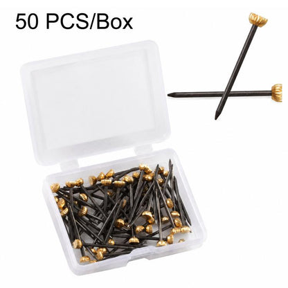 50 PCS/Box Brass Head Picture Hanging Nails Wall Pins Hardware Kit, 50 PCS/Box