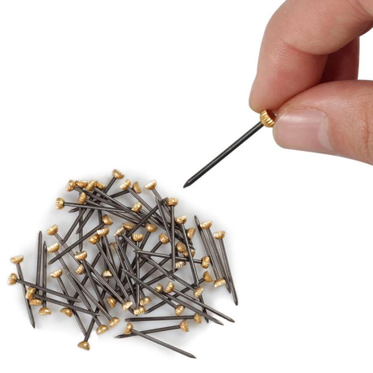 50 PCS/Box Brass Head Picture Hanging Nails Wall Pins Hardware Kit, 50 PCS/Box