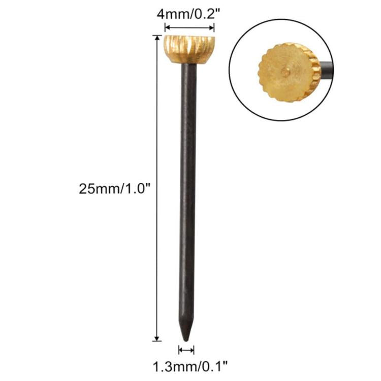 50 PCS/Box Brass Head Picture Hanging Nails Wall Pins Hardware Kit, 50 PCS/Box