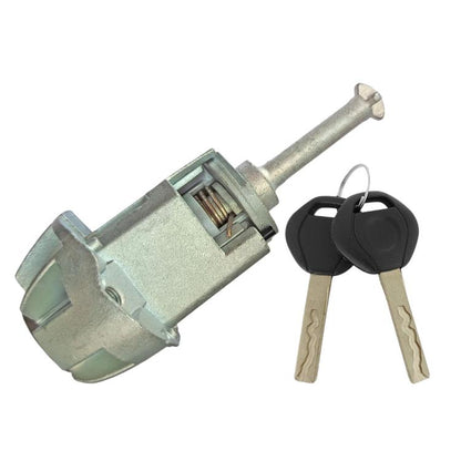 Right door lock cylinder with keys, silver-gray housing and black key set