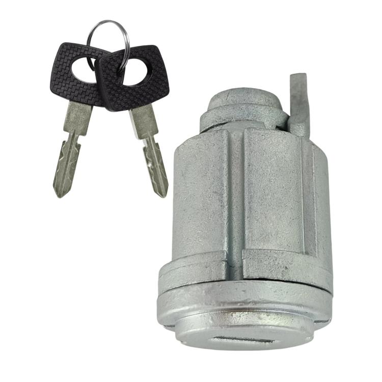 Ignition lock cylinder switch, silver metal cylinder with keyway and two keys