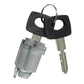 Ignition lock cylinder switch with two keys, silver cylinder and visible keyway