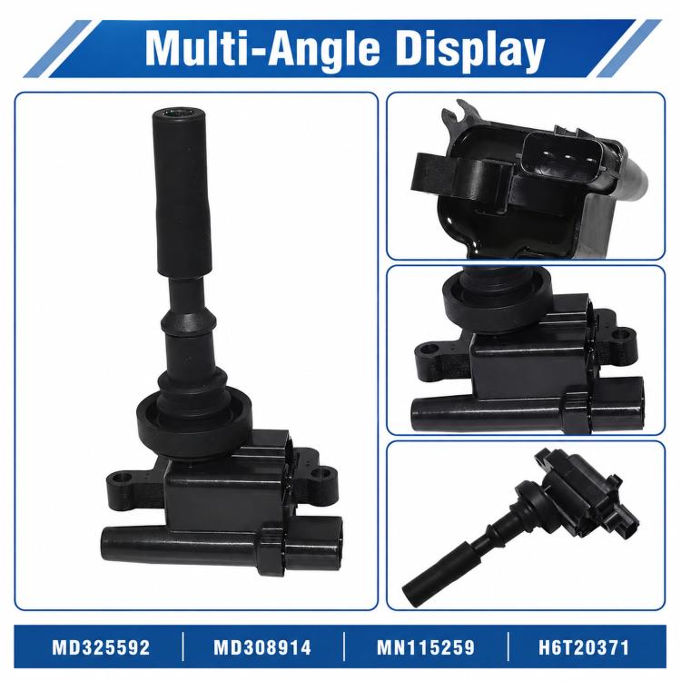 Black ignition coil with connector plug and rubber boot