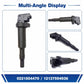 Black ignition coil with gray connector, shown from multiple angles