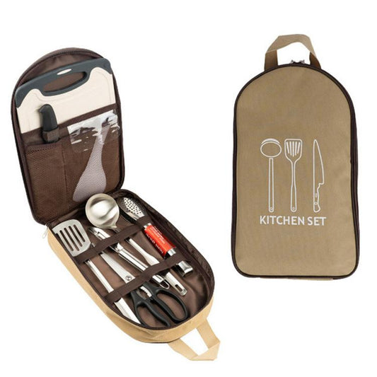 8 PCS/Pack AOTU AT6413 Camping Cookware Utensils Set Portable Stainless Steel Cooking Tools With Case
